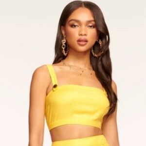 NWT Ramy Brook Women’s size 6 Emme linen blend Crop top in Sun kissed yellow